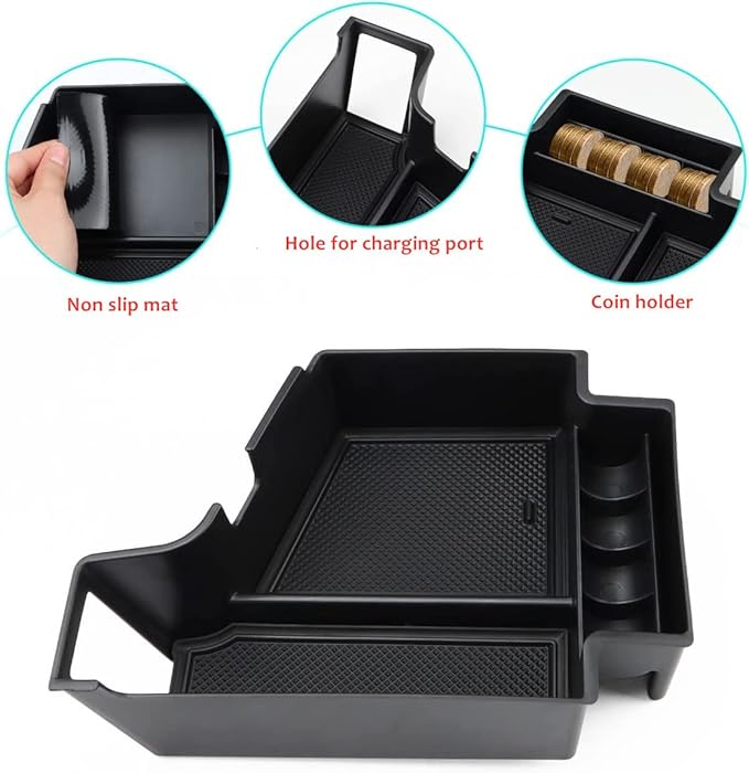 MARCHFA Center Console Organizer Tray Compatible for 2017-2022 2023 2024 Volvo XC90 S90 Accessories 2025 for 2025 Volvo XC60 2024 2023 2022-2018 Armrest Box Tray Organizer Insert Storage Box