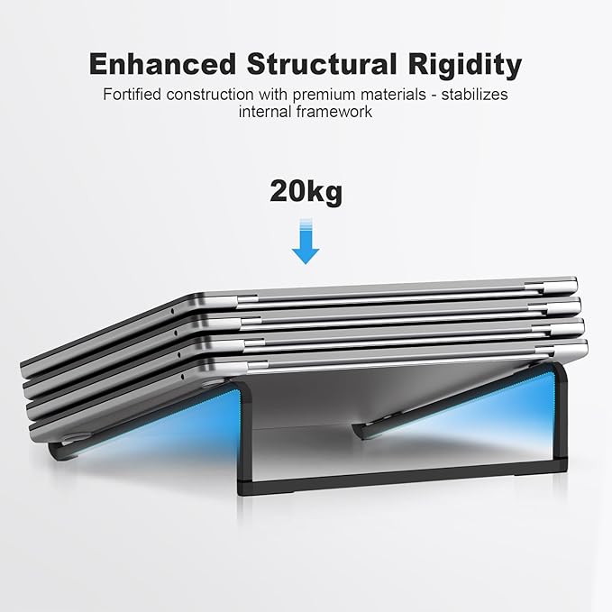 TENOC Foldable Laptop Stand for Desk, Universal Laptop Riser Ventilated Holder Mount Compatible with MacBook, Notebook, ASUS, Acer and More, Black