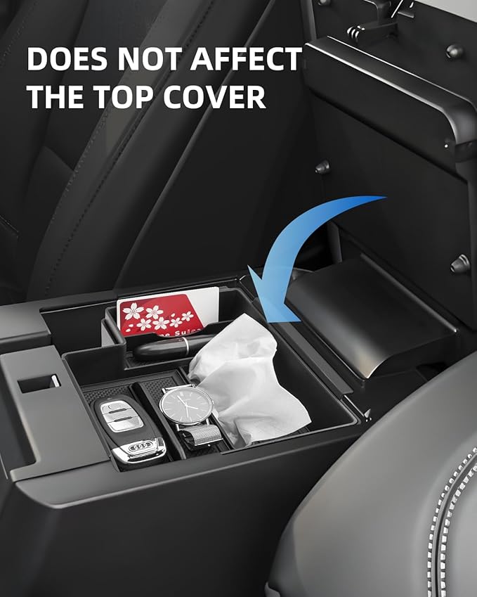 Double-Layer Center Console Organizer for 2025 2024-2020 Ford Explorer, ABS Armrest Storage Box, Middle Console Tray Organizer, Armrest Insert Container