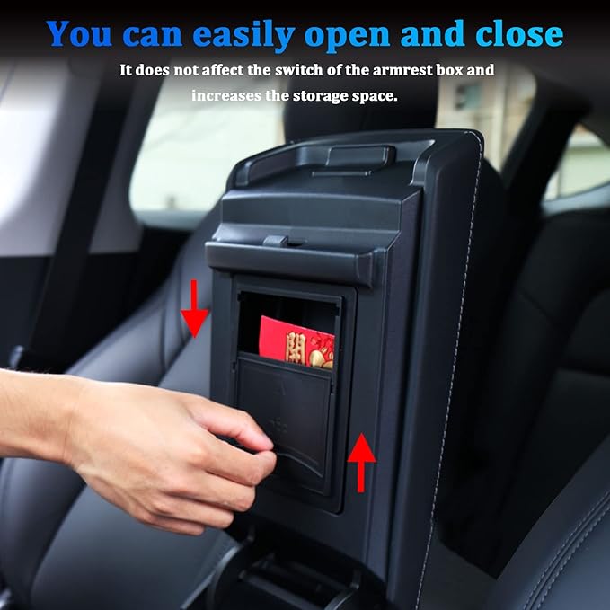 3PC Center Console Organizer Tray for 2021-2022 2023 Tesla Model 3 and 2021-2024 Model Y Flocked Armrest Drawer Storage Box Interior Accessories