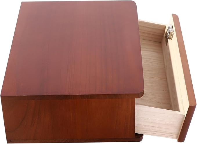Desk Organizer with Drawer, Wooden Desktop Storage Box with Lockable Office Supplies Drawer Organizer Tabletop Storage Multifunctional Desktop Storage Box for Office Study Dresser（Walnut Color）