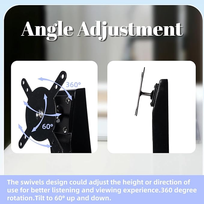 Swivel and Tilt Metal Stand for Echo Show 15 (Gen 1, Gen 2) and Show 21 Adjustable (-58/+58) with 360 Rotatable Wall Mounting Holder for Monitor Full Motion 13"-27", Black