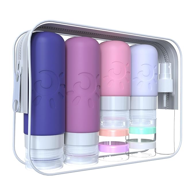 Zafit 18 Pack travel Bottles for Toiletries, TSA Approved Silicone Travel Containers Leak Proof Refillable Travel Accessories for Shampoo Conditioner Lotion Body Wash(Multicolored I)