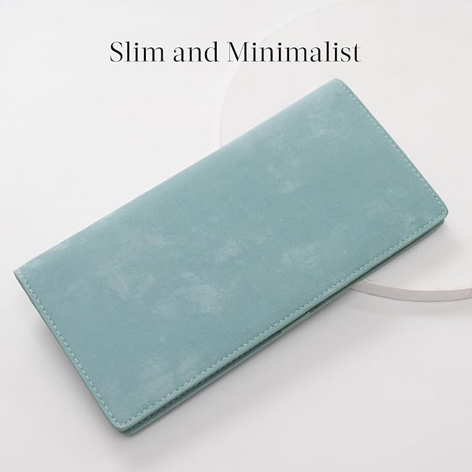 Bveyzi Ultra Slim Thin Leather RFID Blocking Credit Card Holder Bifold Clutch Wallets for Women