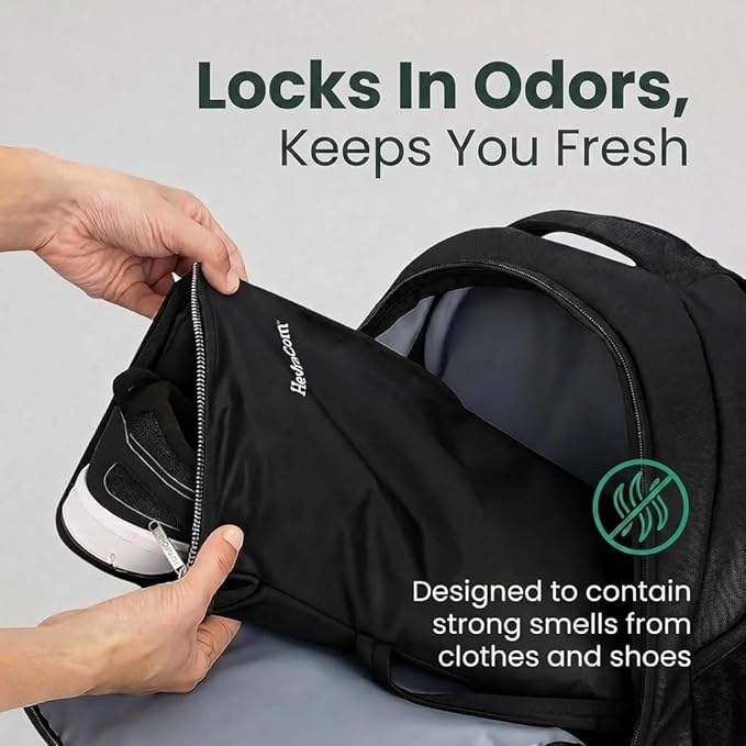 HevraCom Waterproof Laundry Bag Travel for Wet Clothes - Odor-Proof Waterproof Bag for Wet Swimsuit, Travel Laundry Bags for Dirty Clothes, Swimsuits & Workout Gear with Rust-Resistant Zipper & Hooks