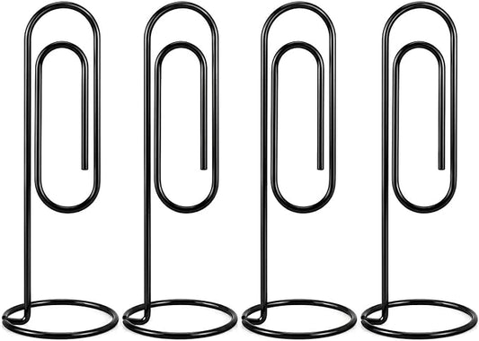 Table Number Holders, 4Pcs Jumbo Desk Paper Clip Table Place Card Holder Office Stand Memo Holders Desktop Memo Holder Picture Holder Office Accessory to Hold Bills Letters Reminders and Notes