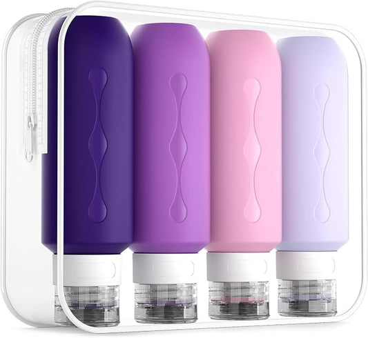 Gemice Travel Bottles for Toiletries, Tsa Approved Travel 6oz Size Containers with Clear Bag, BPA Free Leak Proof Travel Tubs Refillable Liquid Travel Accessories for Cometic Shampoo Lotion