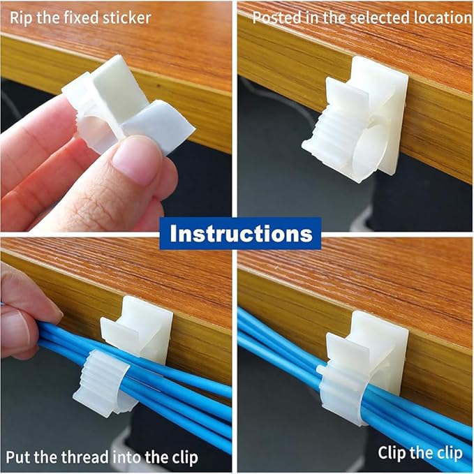 30 Pack Adjustable Cable Clips,Adhesive Nylon Cable Clamps Wire Clips, Desk Wall Cord for Wire and Cable Management
