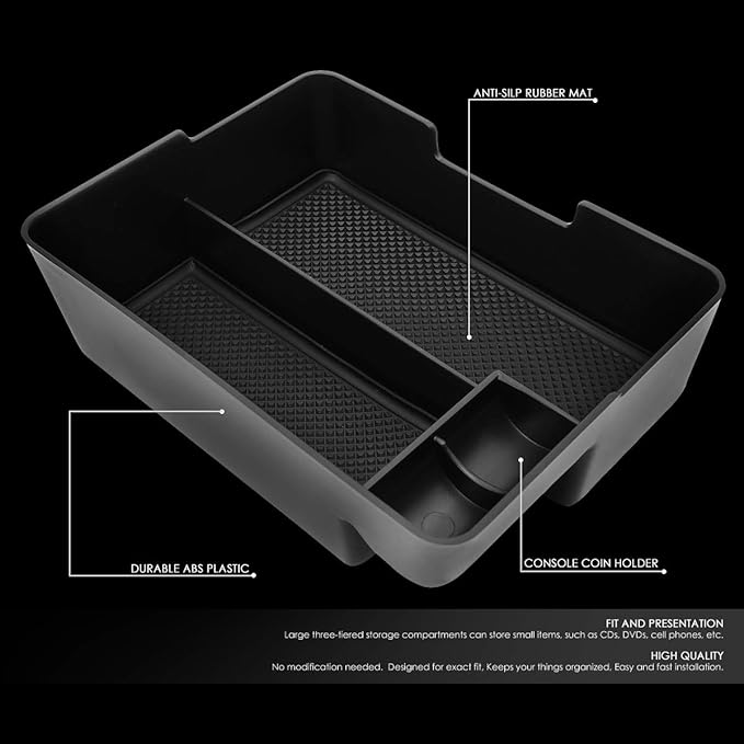 DNA Motoring Center Console Organizer Tray Compatible with 17-19 Tesla Model 3, Armrest Storage Box, ZTL-Y-0070