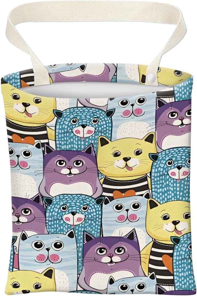 Car Trash Can, Cute Car Trash Bag, Hanging Car Organizer and Storage Bag, Trash Bin for Car Accessories, Vehicle, Travelling, Camping Cute Cartoon Cats