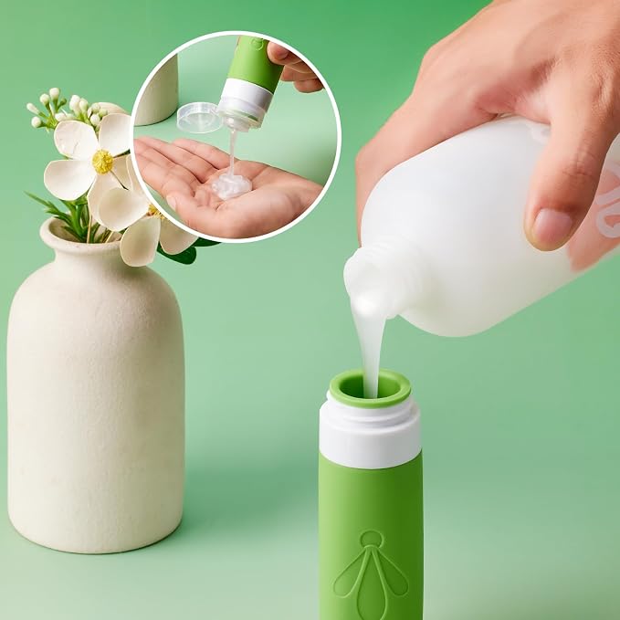 INSFIT travel bottles for toiletries 8 Pack, Leak proof Travel Size Toiletries Containers with toiletry bag, Squeezable Silicone Bottles & Cream Jars, Travel Essentials BPA-Free kit for Shampoo