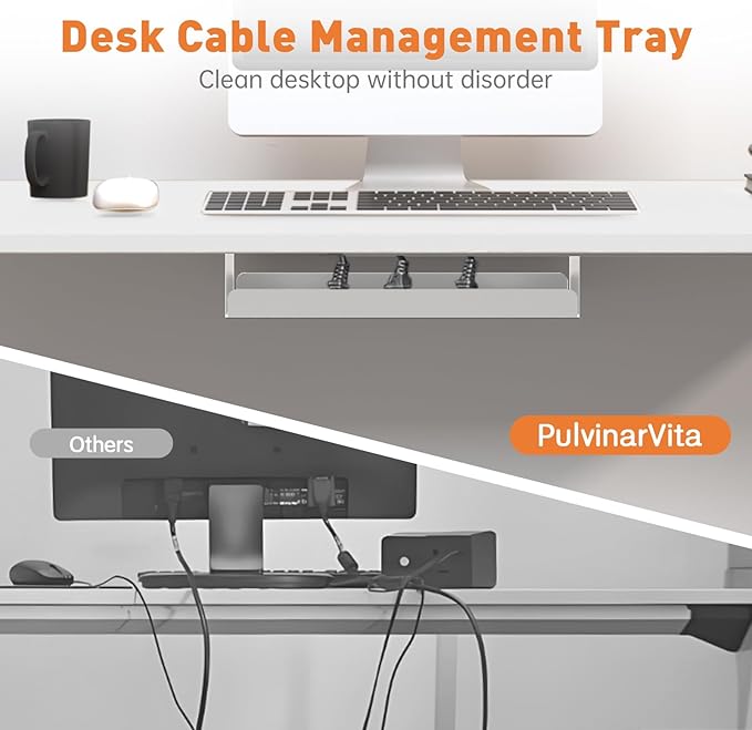 Standing Desk Frame, Stand up Desk Frame Workstation, Electric Adjustable Legs, 3 Memory Height Settings, with Cable Management Tray and Storage Bag, 2pcs Headphone Hook