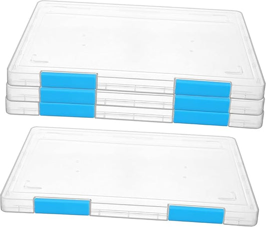 4pcs Clear Document Storage Box with Lid Transparent Plastic File Organizer for Office and Student Use Stackable Desktop Paper Storage Container Spill-resistant Protective Case
