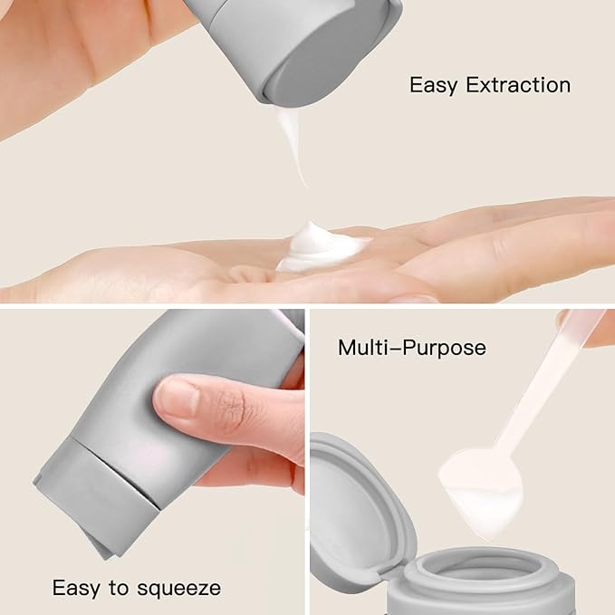 Suteng Travel Bottles for Toiletries, 5 Pack Travel Size Containers, TSA Approved Leak Proof - Silicone Toiletry Containers with Clear Bag for Shampoo, Conditioner & Lotion, Travel Essentials