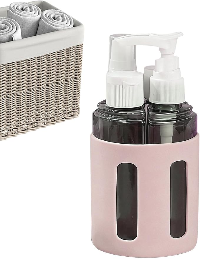 Travel Toiletry Bottles | 4-in-1 Refillable Empty Spray Dispenser | Travel Size Toiletries Bottles - for Outdoor Camping Trip Vacation Hotel Women Shampoo Conditioner Lotion