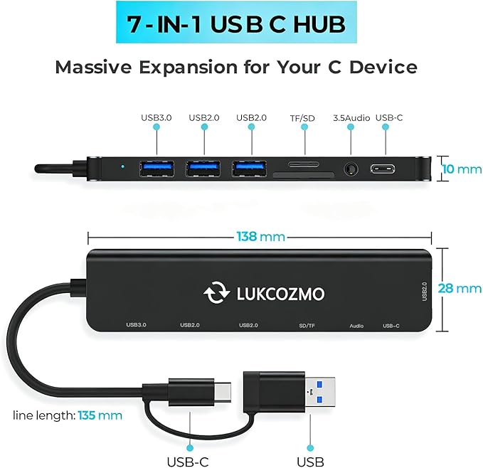 USB C Docking Station with Ethernet, 8 in 1 Docking Station to HDMI Adapter Displayport SD TF Card Reader, USB, 100W PD for USB C Thunderbolt 3 Laptops (Black)