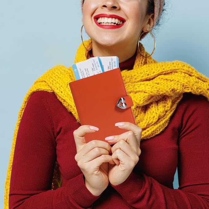 YOXIER Passport-Holder-for-Travel-Women-Men Orange，lLarge capacity Passports Holders TravelCover Wallet Passport with Pen Holder