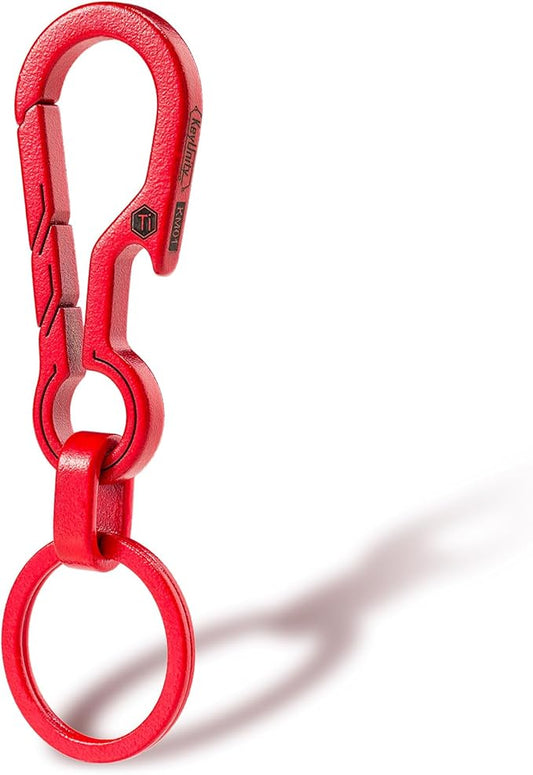 KeyUnity KM01 Titanium EDC Keychain Clip with Bottle Opener, Quick Release Carabiner Key Ring Holder for Men
