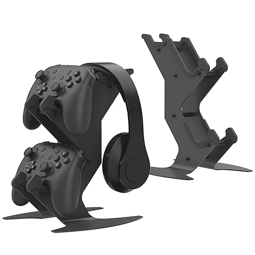 DOYO Controller Stand Organizer for Desk, Universal Headphone Stand for Xbox PS5 PS4 Switch, Headset Holder & Desk Mounts, Gaming Desk Accessories Controller Holder, Gaming Equipment Headset Holder