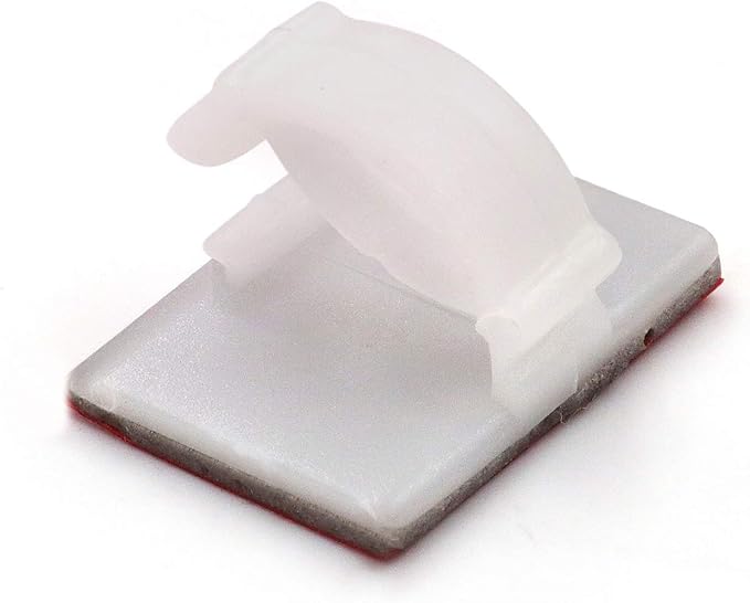 Mini Cable Clips 3M Adhesive, Multipurpose Cord and Wire Organizer for Cable Management 3/4" x 1/2" - 100 Pack Bundled with 10 Bonus Reusable Cable Ties (White)
