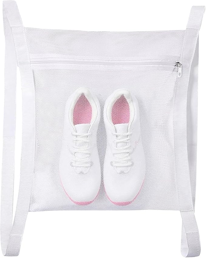 Shoe Dryer Bag, Mingting Large Wash Dry Net Bag 15.7x15.7 Inch for Sneaker Shoes Laundry Dryer Bags with Zipper and Strap for Most Dryers Door,White(1 Pack)
