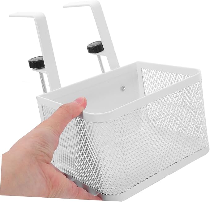 Tofficu under Desk Organizer Clamp Desk Basket for Efficient Storage Easy Installation No Damage Mesh Design for Cables Items for Home Office Use