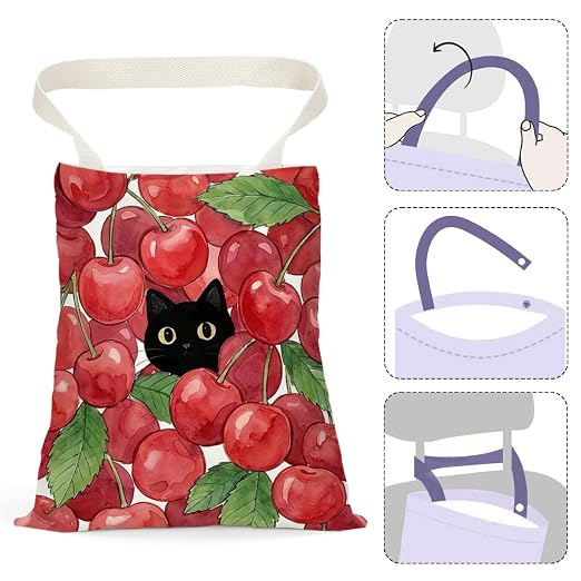 Black Cat Car Trash Bag, Cherry Car Trash Bag Hanging, Cherry Accessories, Summer Decor Waterproof Cars Back Seat Hanging Organizer Garbage Can for Vehicle Travelling Camping