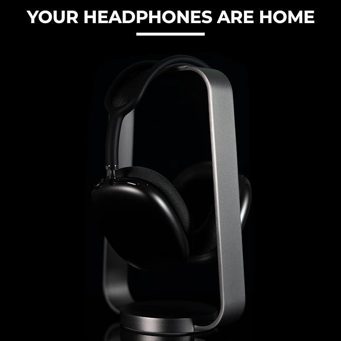 HumanCentric Aluminum Headphone Stand in Space Gray, Weighted Desk Headset Holder with Silicone Pad, Compatible with Most Headphone Sizes and Brands