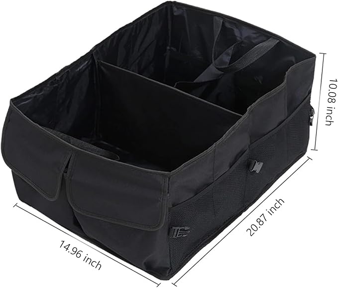 51L Large Capacity Trunk Organizer for Car,Oxford Cloth SUV Trunk Organizer with 2 Pocket and 4 Net Storages Tools Toys Foods,Universal Foldale Car Organizers and Storage