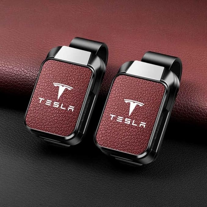 1 PieceCar Glasses Clip for Tesla Model X Plaid 2021-2025 Frame Easy Installation Firm and Non Slip Suitable Male Female Drivers Magnetic Sunglasses Sunshade,Normal-Red