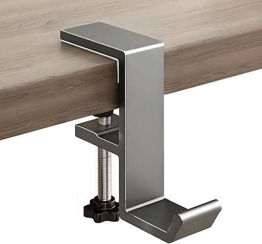 Headphone Stand - Aluminum Alloy Headphone Holder, Under Headset Stand for Desk Fit for PC Gaming Headset Hanger Hook Suitable for Office, Computer, Student Class Desk, Handmade Creator Table (Grey)