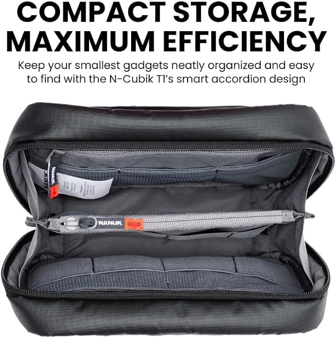 NANUK N-Cubik T1 Camera Bag Insert – Compact Water-Resistant Pouch – Shockproof Protective Camera Insert for Backpack – Perfect for Accessories & Gear (10” x 6.3” x 2”)