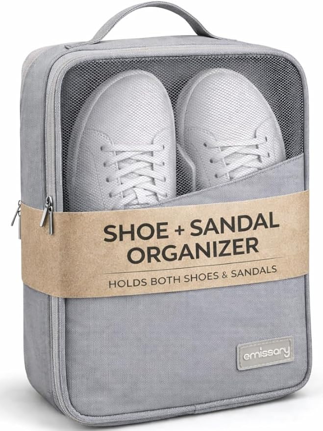 Emissary Shoe Bag Holds of Shoes for Travel, Shoe Bags for Travel With Pocket,Small Gray Waterproof Shoe Bags for Storage, Sneaker Travel Bag for Women Men