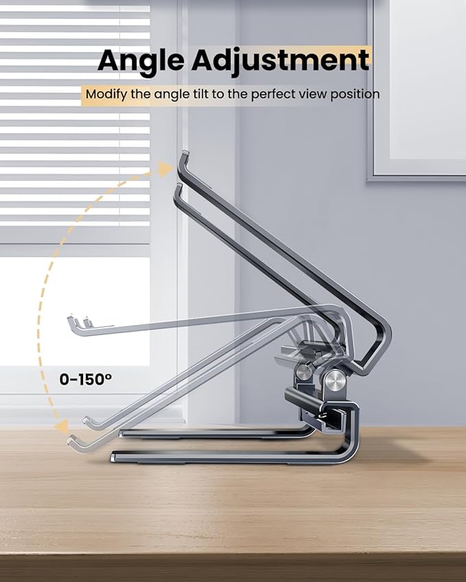 Aluminum Laptop Stand for Desk,Adjustable Computer Stand,Ergonomic Notebook Riser,Portable Ventilated Cooling Laptop Holder,Compatible with MacBook and All 10-16in Laptops