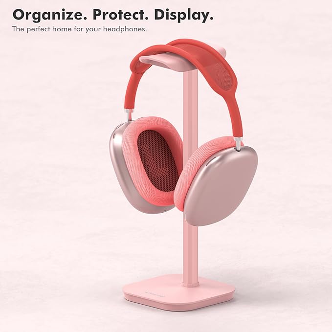 Headphone Stand, Desktop Headset Holder Desk Earphone Stand Aluminum Headset Hanger Headphone Rack Stand to Hold Earphones Such as Airpods Max, Sony, Beats, Bose, Razer, HyperX(Pink)
