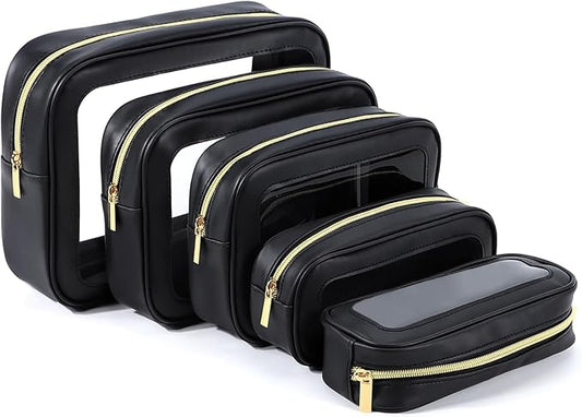 YOPCDJ 5PCS Diaper Bag Organizer Pouch Set, TSA Approved Toiletry Bag，Clear Waterproof TPU Makeup Bag Set Travel Organizer Bags for Women and Kids