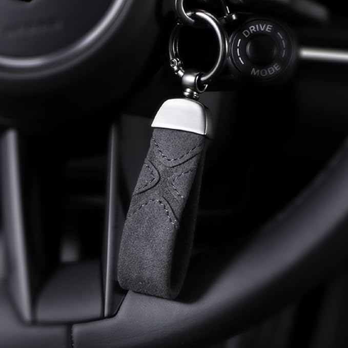 BETTERHUMZ Leather Suede Car Keychain,Key Chain Clip for Alcantara, Anti-Lost D-Ring for Men and Women Car Accessories