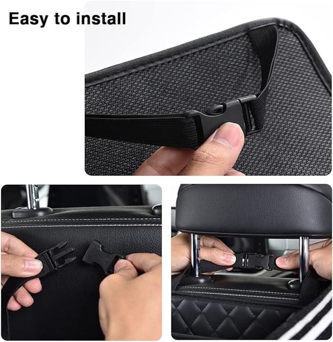 Car Back Seat Organizer, Hanging PU Leather Car Storage Bag, Compatible with Most Vehicles Interior Accessories Organizer (Black(1Pack))