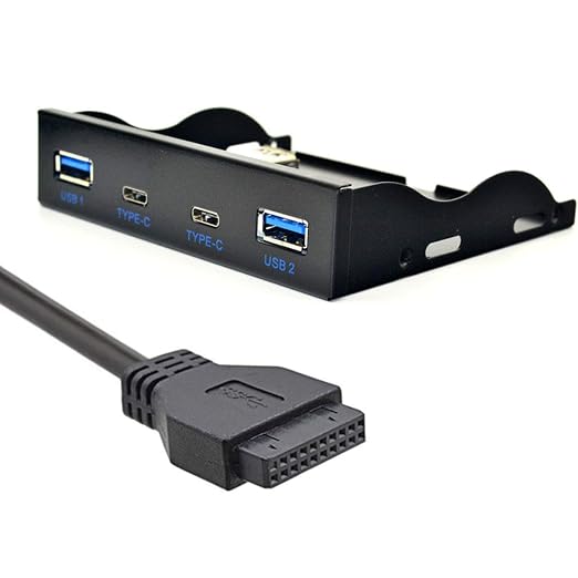 Chenyang USB-C & USB 3.0 HUB 4 Ports Front Panel to Motherboard 20Pin Connector Cable for 3.5" Floppy Bay