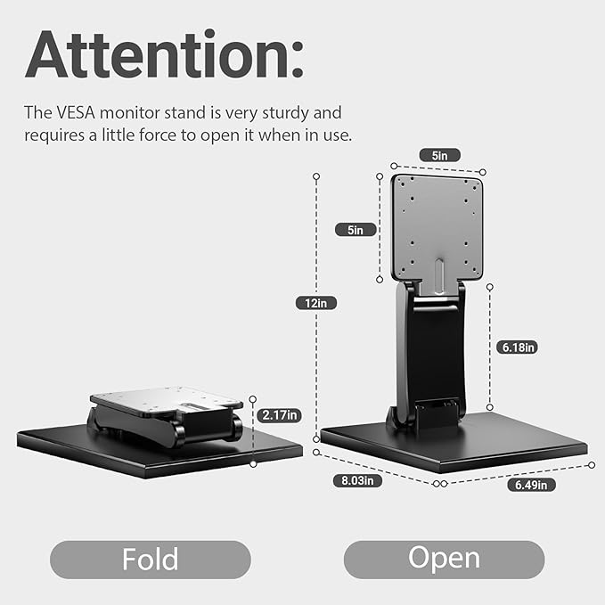 Jakeko Lay Flat Low Profile Monitor Stand - for 14-24" Screens Ergonomic Adjustable Desktop Mount with 100x100mm Compatibility - Steel