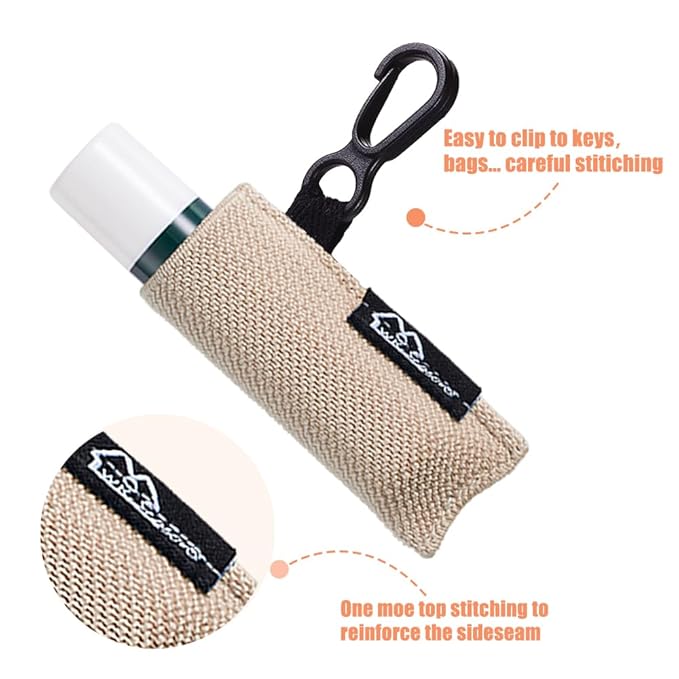 WK IEASON Lipstick Sleeve Lip Balm Holder Keychain Clip On Chapstick Holder Sleeve (Black/red/grey/beige)