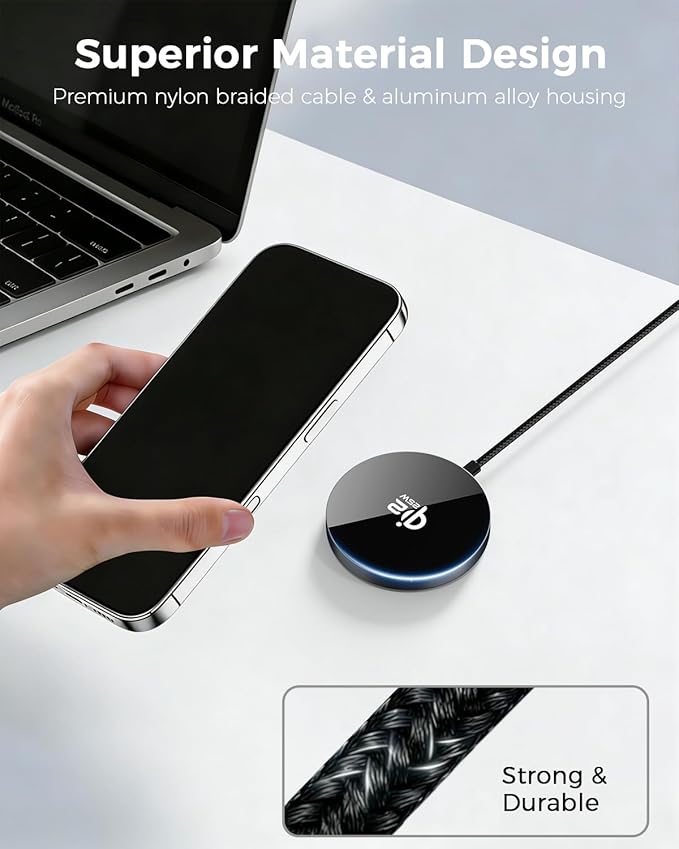 25W Magnetic Wireless Charger, Qi2.2 Fast Wireless Charging Pads with Kickstand,MagSafe Charger for iPhone 17/16/15/14/13/12 Series & AirPods 4/3/2/Pro, Samsung S26 S25 Series, Google Pixel 10