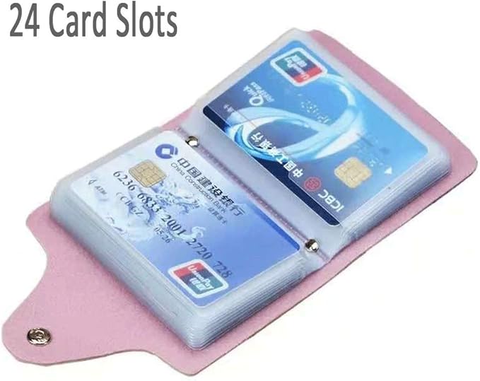 K Y KANGYUN Credit Card Holder for Women 2 Pack, Transparent Plastic Small Credit Card Holder Protector Sleeve Unisex （Pink&Blue）