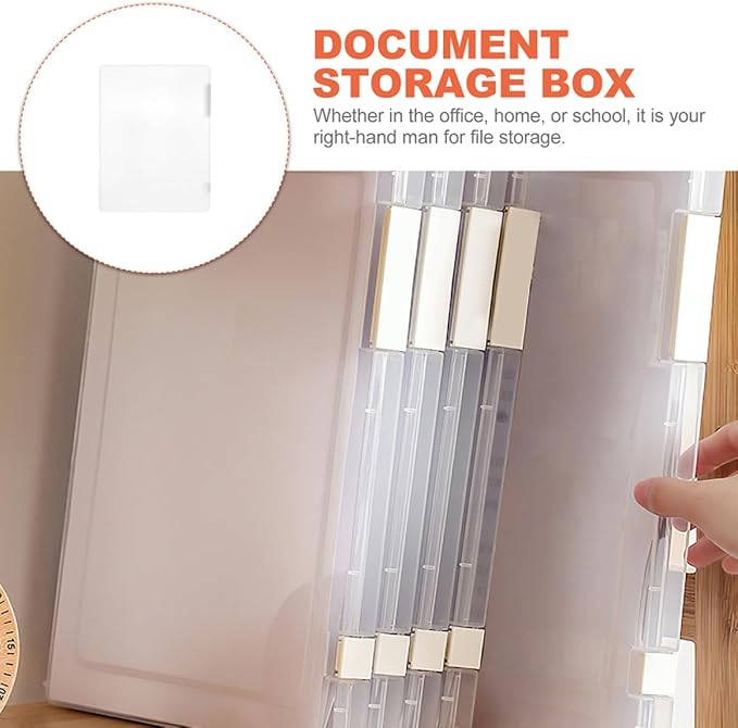 FOMIYES 2pcs A4 File Box Document Holder with Lid, Office File Organizer Box for Contract and Receipt Storage, Stackable Desktop Paper Storage Organizer for Home and Office
