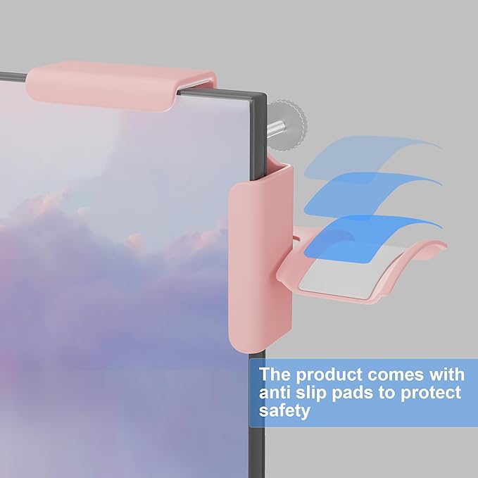 Headphone Holder for Screen, Plastic Headphone Stand, Headset Stand Suitable for AirPods Max, Sony, Bose, Beats and More (Pink)