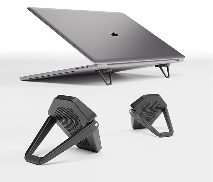 Portable Invisible Laptop Stand - 2PCS zinc Alloy Laptop Mini Stand Heat Dissipation pad, Laptop Lifter Suitable for 12-20 inch Laptop (One Size Mutil Color) (Black)
