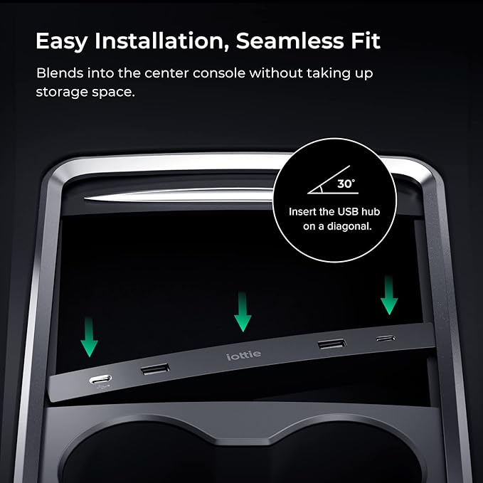 iOttie Terus USB Hub for Tesla. Four Port Adapter. Compatible with Tesla Model 3 + Tesla Model Y Vehicles Manufactured in 2021 & Later