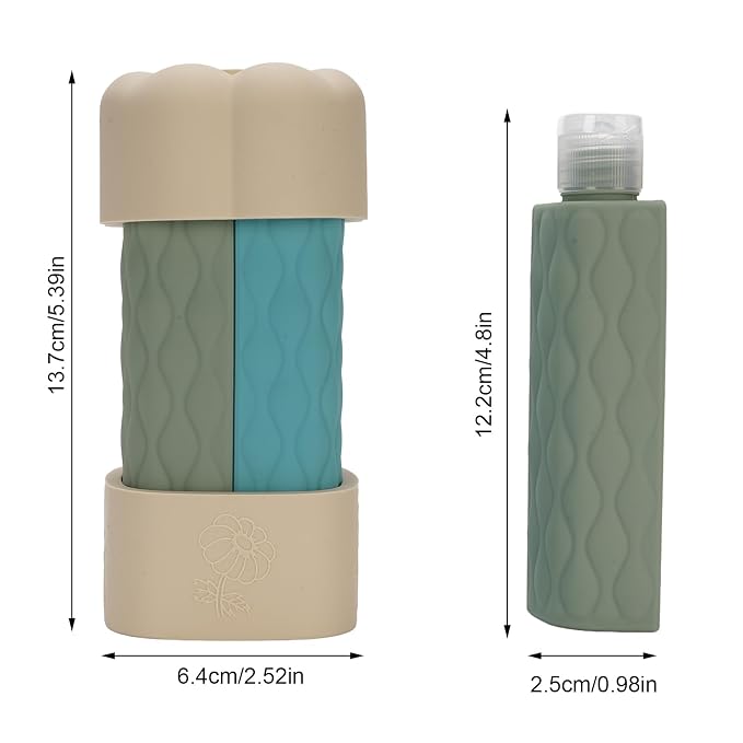 4 in 1 Portable Travel Bottles Set, Leak Proof Silicone Wide Mouth Containers, Brown Series - Durable Silicone Material, Leakproof Design, Ideal for Outdoor Travel (Creamy White Series)