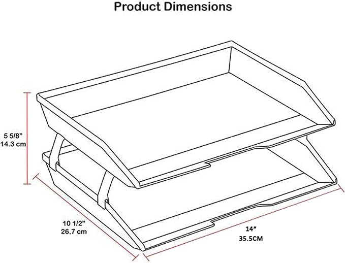 Acrimet Facility 2 Tier Letter Tray, Side Load, Letter Size/A4, Desktop File Organizer, Plastic (Black Color)