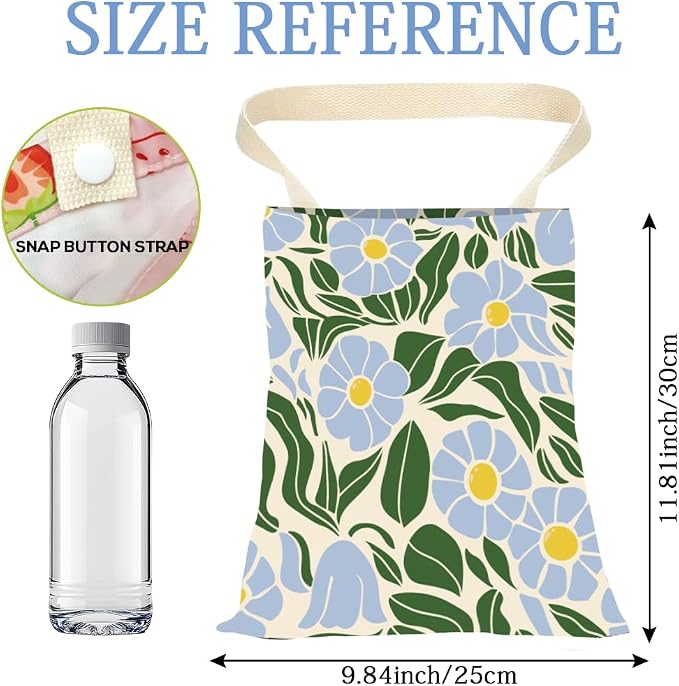 Car Garbage Bag Hanging 9.8 x 11.8 Inch Floral Car Trash Bag Boho Flowers Leaf Polyester Washable Waterproof Cute Storage Can for Vehicle Interior Travel Accessories Reusable Leak Proof